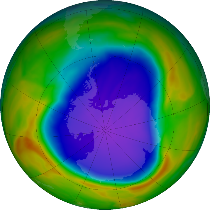 Antarctic ozone map for 18 October 2018
